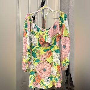 NWT AFRM Floral Cutout Dress with Long Sleeves Small